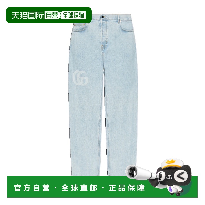 1h可退 GUCCI 男士牛仔裤 815629XDC6X4692 SS2025 蓝色 腰带环牛