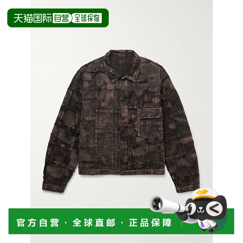 1h可退 潮奢 kapital 男士 Boro 磨破拼布棉麻混纺夹克 EK1694LJB