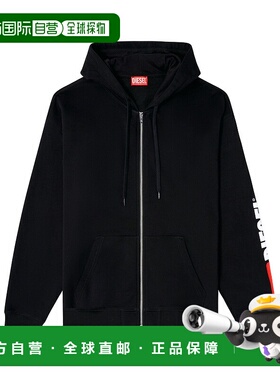 DIESEL 男士卫衣 A200220GEAD9XX SS2026 黑色 带logo刺绣贴片连