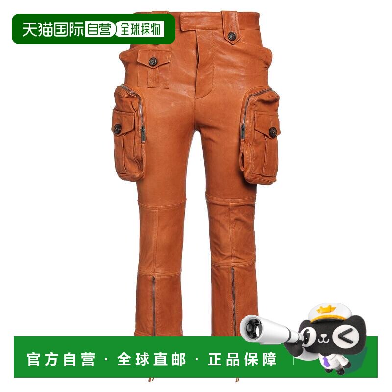 Dsquared2 二次方 女士 皮革裤子 brown棕色 舒适时尚休闲裤