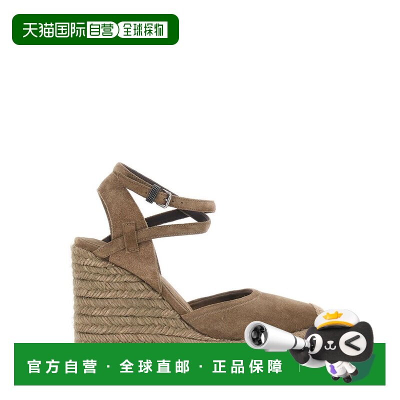 Brunello Cucinelli 布内罗 古奇拉利 女士 精致系带坡跟草编鞋 M