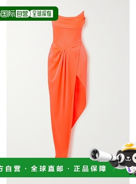 1h可退 潮奢 ALEX PERRY 女士 Harland 抹胸不对称垂褶缎面绉纱睡