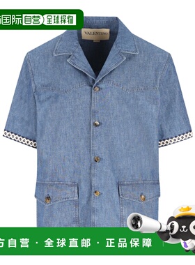 VALENTINO 男士衬衫 VDBF20AL4558 SS2026 蓝色 短袖衬衫