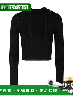 BALMAIN 女士针织毛衣 AF0KA004KE410PA SS2023 黑色长袖针织衫