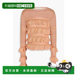 1h可退 潮奢 ZIMMERMANN 女士 荷叶边钩花上衣 6496TF241CHAMPAGN