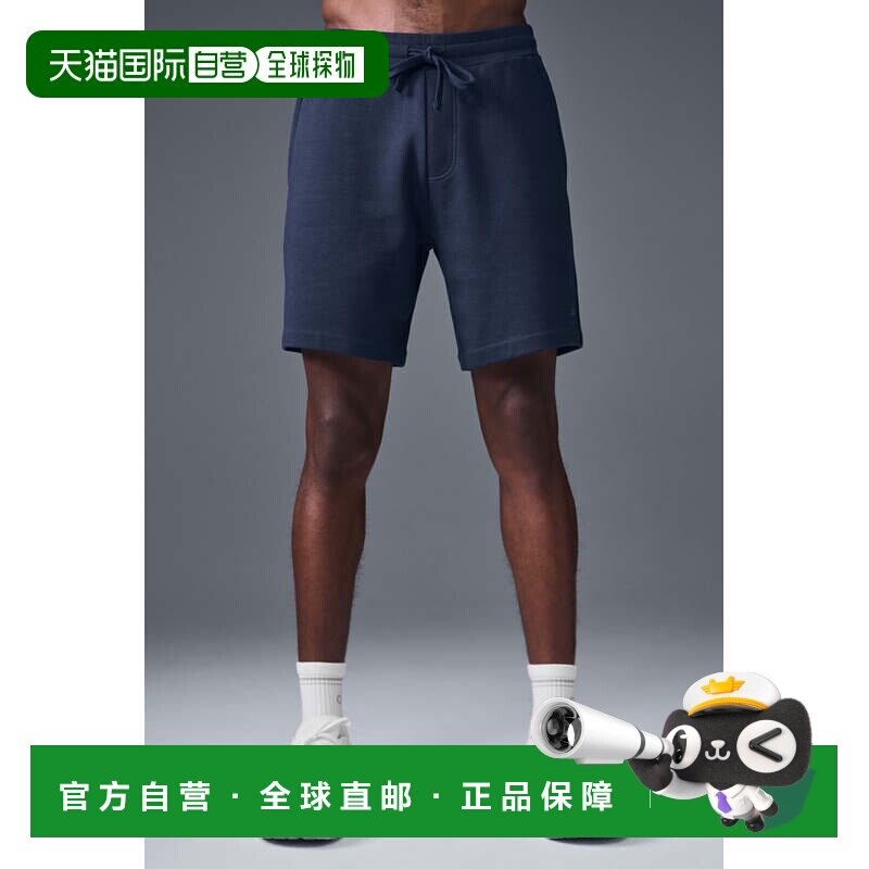 alo yoga 纯色系带直筒五分休闲短裤 男款 黑色m6082rNavy五分裤图片