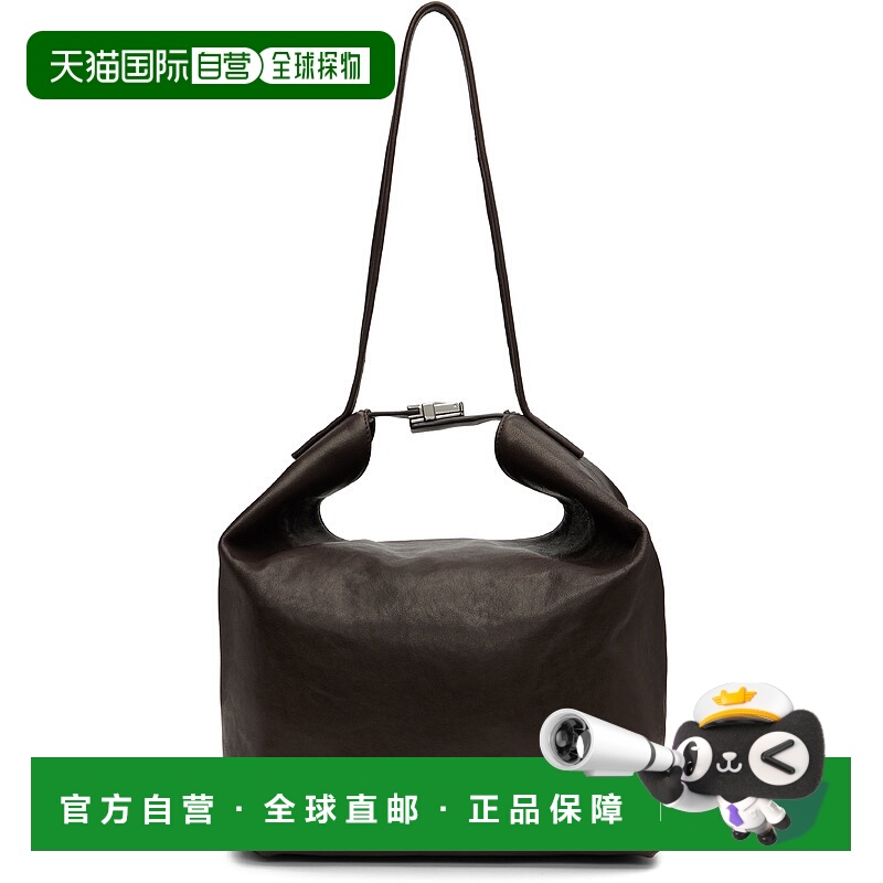 1h可退 潮奢 BY FAR 女士 棕色 Maxi Bea Creased Leather 单肩包