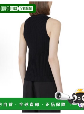 MAX MARA 女士黑色无袖开衫 针织V领纽扣无袖开衫