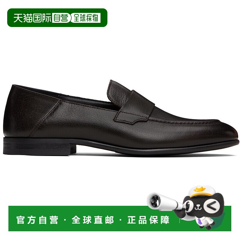 1h可退 潮奢 BOSS 波士 男士 棕色 Tumbled Leather Penny 乐福鞋