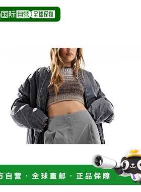 1h可退 潮奢 ASOS 女士 barrel 设计结构感斜纹布裤子(灰色)卫裤