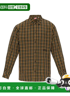 KENZO 男士衬衫 FD55CH4089LP50 SS2023 棕色格纹长袖衬衫 男装