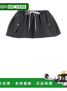 1h可退 潮奢 Miu Miu 缪缪 女士 抽繩迷你裙 MG2526SOOO17NJa字裙