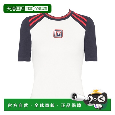 BALMAIN 女士衬衫 BF2EF050BC43GOU SS2024 白色 徽标短袖T恤