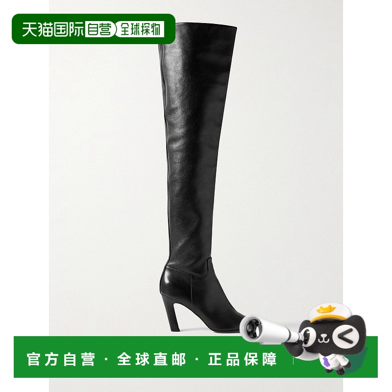 1h可退 潮奢 KHAITE 女士 Marfa 皮质过膝靴子 F1069824BLACK