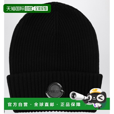 MONCLER 男士帽子 3B00002M6727999 AW2025 黑色 Wool beanie wit