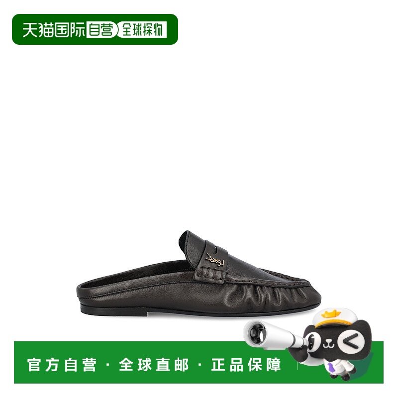 1h可退 潮奢 Saint Laurent 圣罗兰 女士 褶飾標誌穆勒鞋 852392A