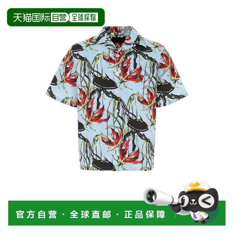1h可退 潮奢 Prada 普拉达 男士 滿版圖案印花襯衫 UCS414S22114Q