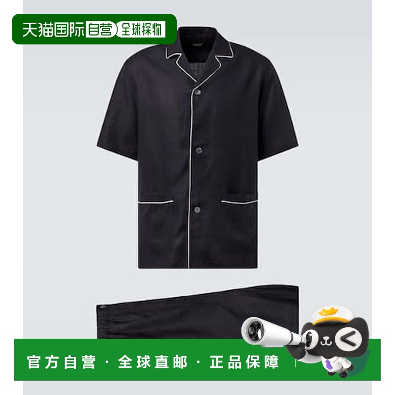 1h可退 潮奢 zegna 杰尼亚 男士 亚麻睡衣 blue蓝色 舒适时尚