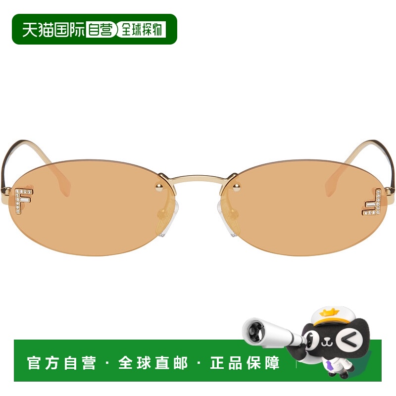 1h可退 潮奢 Fendi 芬迪 女士 金色 First Crystal 太阳镜 FE4075