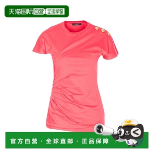 BALMAIN 女士T恤 EF002BD39OFW SS2026 紫红色 3 Buttons Draped