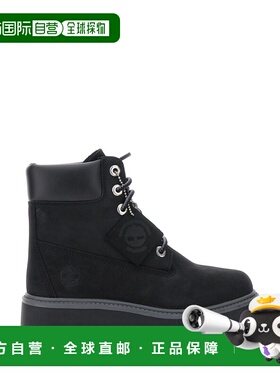 1h可退 潮奢 Timberland 天伯伦 女士 黑色防水徽标皮质靴子 TB1A