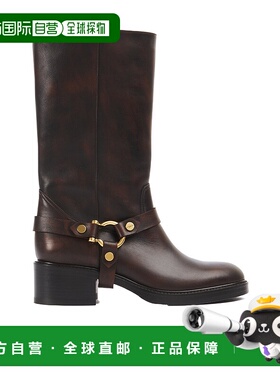 CHLOÉ 女士高跟鞋 C25S07QPW23O SS2025 黑色 圆头长筒靴