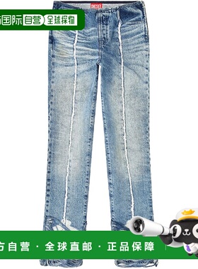 DIESEL 女士牛仔裤 A179340CMBM01 SS2025 蓝色 高腰牛仔裤直筒裤