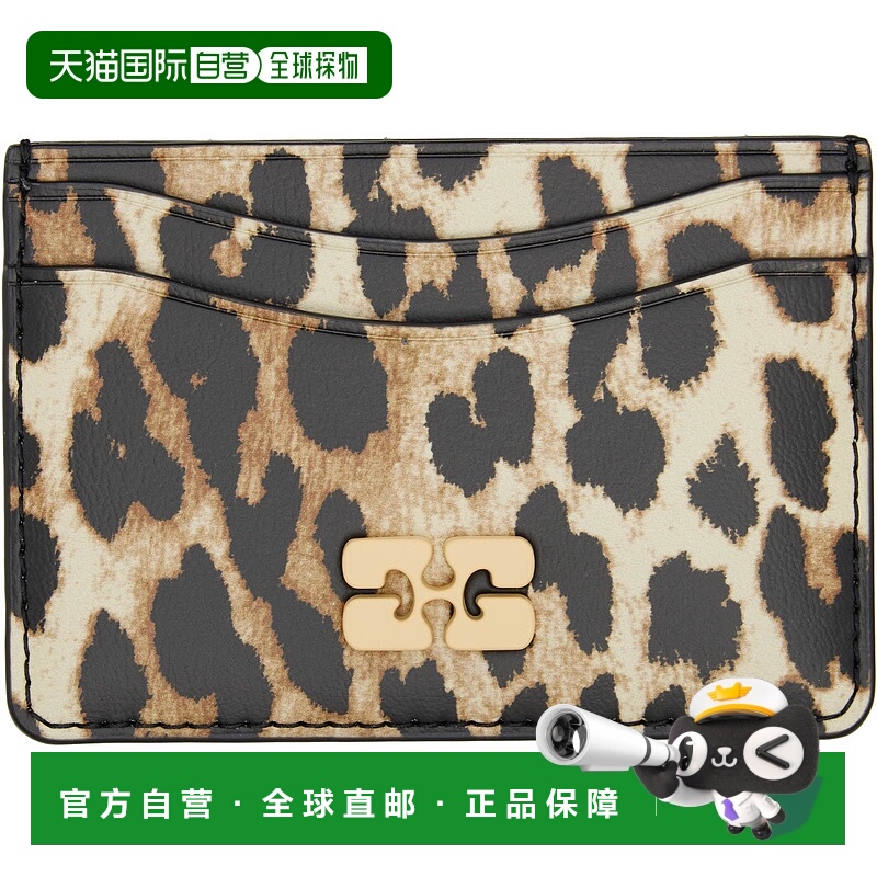 1h可退 潮奢 GANNI 甘尼 女士 驼色 Leopard Printed Bou 卡包 A6