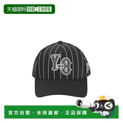 Y-3 男士帽子 KR8938 SS2026 黑色 条纹棒球帽
