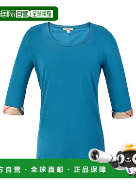 BURBERRY 女士衬衫 40046531 SS2020 蓝色 格纹袖T恤短袖上衣女装