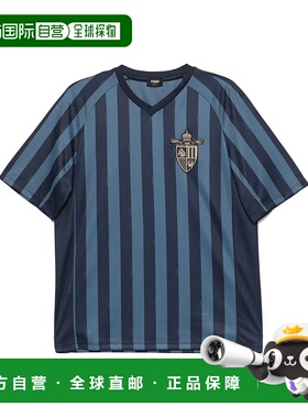 FENDI 男士T恤 FAF747AU8T1 SS2025 蓝色 Fendi Pequin Fabric Cl