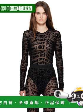 1h可退 潮奢 versace 范思哲 女士 黑色 Tulle Flock Liquify 连