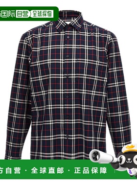 BURBERRY 男士衬衫 8073220NAVY SS2024 蓝色 Check shirt