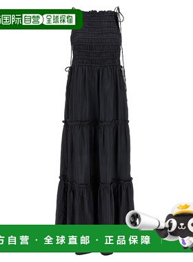 GANNI 女士连衣裙 W0571252 AW2025 灰色 'Black Smock Tie' dres