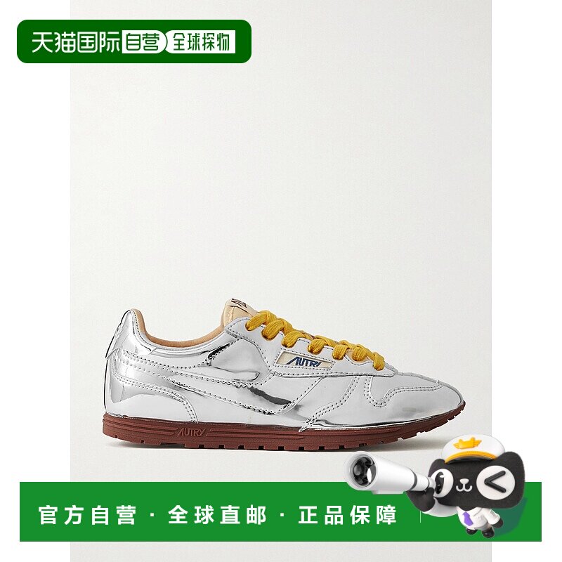 1h可退 潮奢 AUTRY 女士 Windspin mirrored-vinyl 低帮帆布饰边