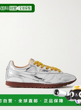 1h可退 潮奢 AUTRY 女士 Windspin mirrored-vinyl 低帮帆布饰边