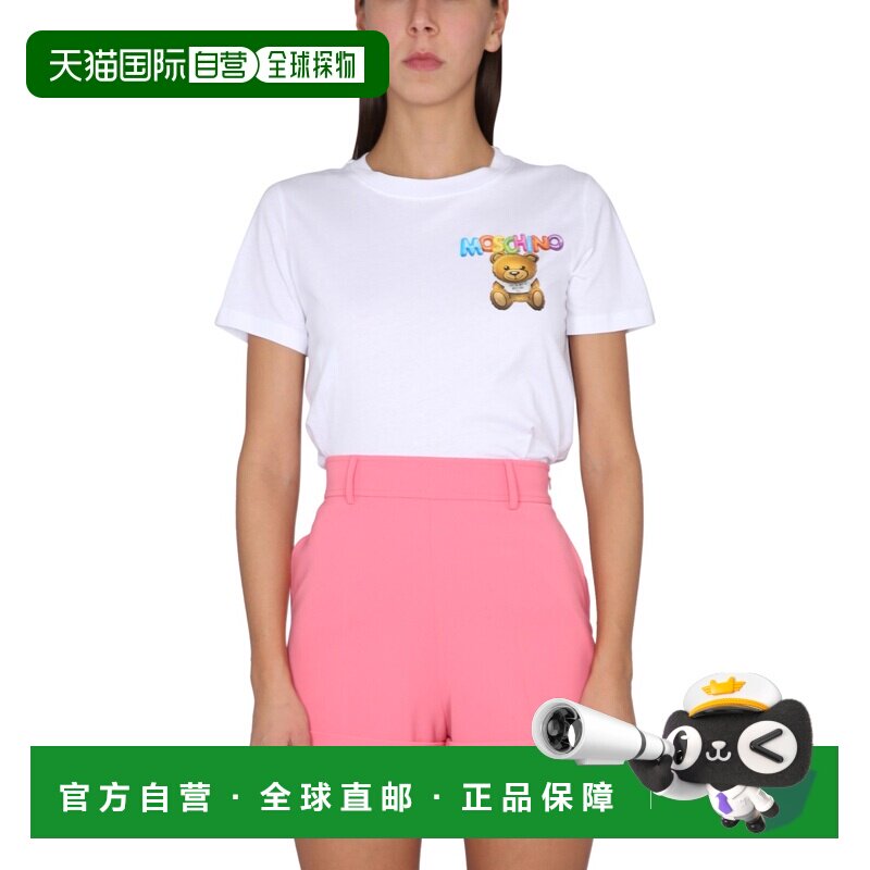 1h可退 MOSCHINO 女士T恤 071104411001 SS2026 白色 TEDDY BEAR - 实物图