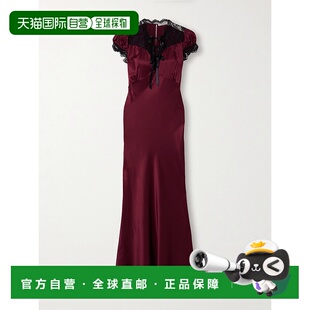 蕾丝边真丝缎中长连衣裙 1h可退 女士 RODARTE PS2422CBURGU 潮奢