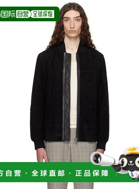 1h可退 潮奢 BOSS 波士 男士 黑色 Regular-Fit 绒面革夹克 50543