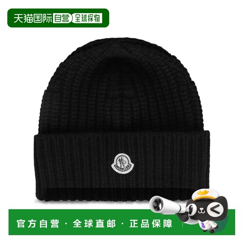 MONCLER 女士帽子 3B00035M4281999 SS2026 黑色 Ribbed knit bea