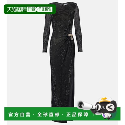 1h可退 潮奢 Self-Portrait 女士 莱茵石精饰网纱长款连衣裙长裙