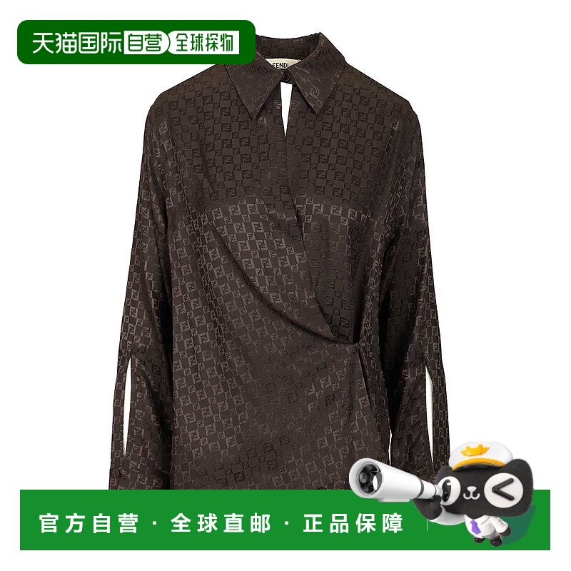 1h可退 FENDI 女士衬衫 FS8287AUQGF1T6H AW2025 棕色 CAMICIA CH