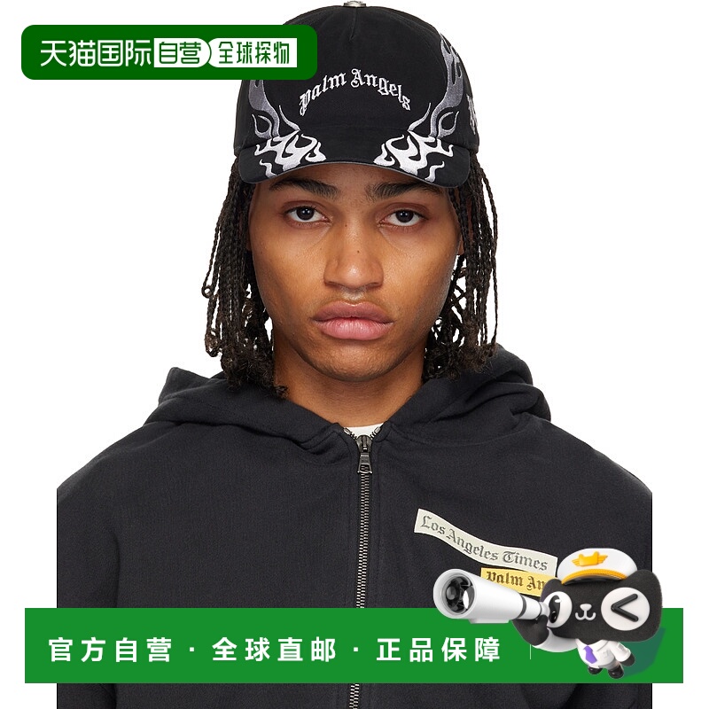 1h可退 潮奢 Palm Angels 棕榈天使 男士 黑色 Curved Logo Flame