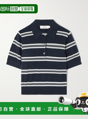 潮奢 Arch4 女士 Octavia 条纹羊绒Polo衫 KNJP2547CNAVYIVORYSTR