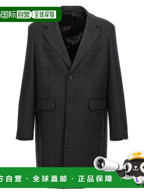 1h可退 潮奢 Prada 普拉达 男士 格紋單排扣大衣 UC486MS23215OW
