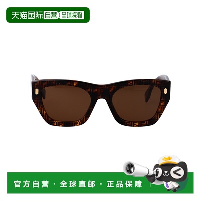 FENDI 女士眼镜 FE40100I55E CO 棕色 徽标太阳镜