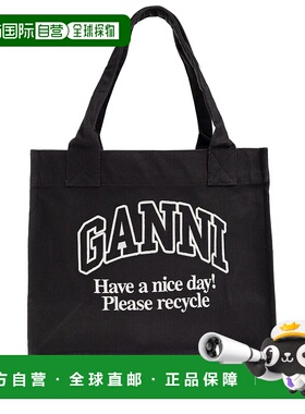 GANNI 女士手提包 A7180252 AW2025 灰色 Black canvas shopping