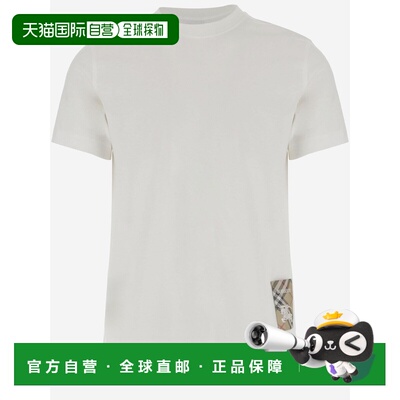 1h可退 BURBERRY 男士T恤 8102254CHALK SS2026 白色 CHECK LABEL