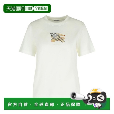 BURBERRY 女士T恤 8116161 AW2025 白色 White Cotton T-Shirt