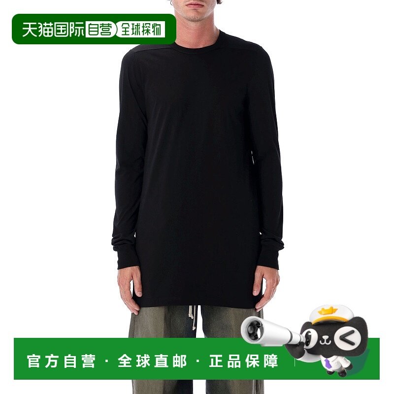 RICK OWENS 男士T恤 RU02E1266JA09 AW2025 男装黑色长袖上衣